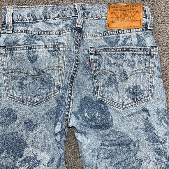 LEVI'S X POKEMON BIG E FLORAL PIKACHU Button Fly Denim Blue Jeans 28X30 - Picture 6 of 16